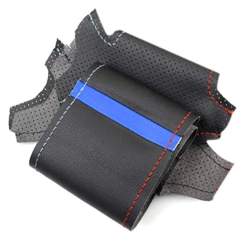 Auto Lenkradabdeckung Für X3 F25 2011 2012-2016 Auto-Styling Innenlenkradabdeckung Mikrofaser-Lederbesatz Lenkradschutz(Red Blue line-Blue) von BENELKZAFA