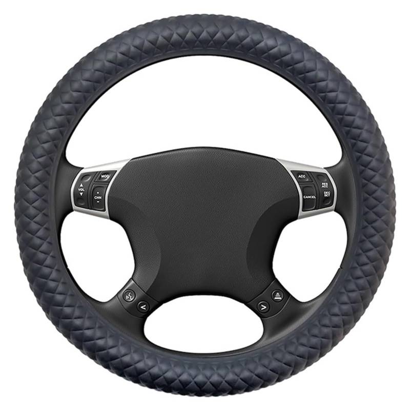 Auto Lenkradabdeckung Lenkradbezug Aus Silikon Mit Rautenmuster Anti-Rutsch-Autozubehör Für Den Innenraum Universelle Lenkrad-Schutzdekoration(Schwarz) von BENELKZAFA