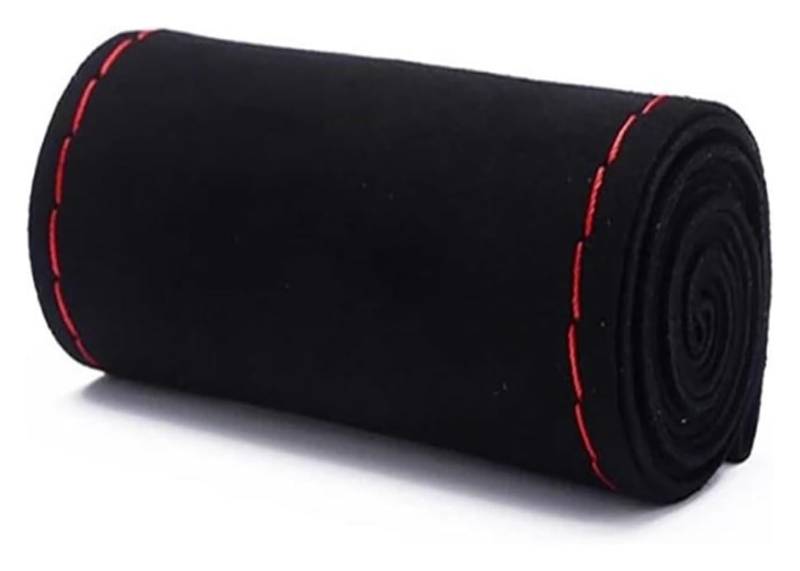 Auto Lenkradabdeckung Universal-Auto-Innenausstattung 38CM Lenkradbezug Wildleder Lenkradbezüge Flechtbezug Für Lenkrad Lenkradbezüge(Black red) von BENELKZAFA
