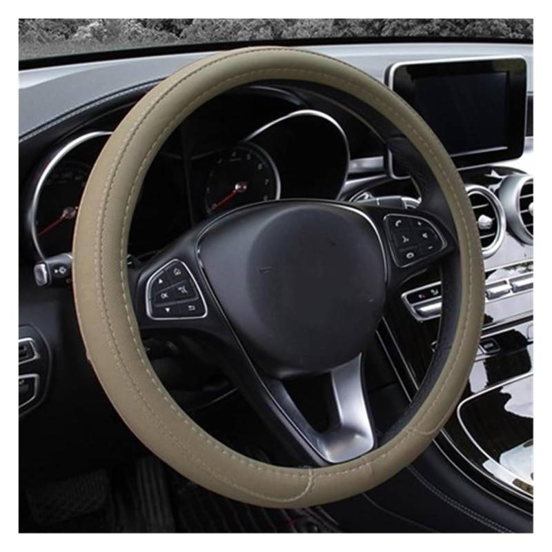 Auto Lenkradabdeckung Weicher Geflochtener Auto-Lenkradbezug 37–38 cm 14,5–15 Zoll Rutschfester Innenring Größe M Lenkrad-Styling-Teppich(Beige) von BENELKZAFA