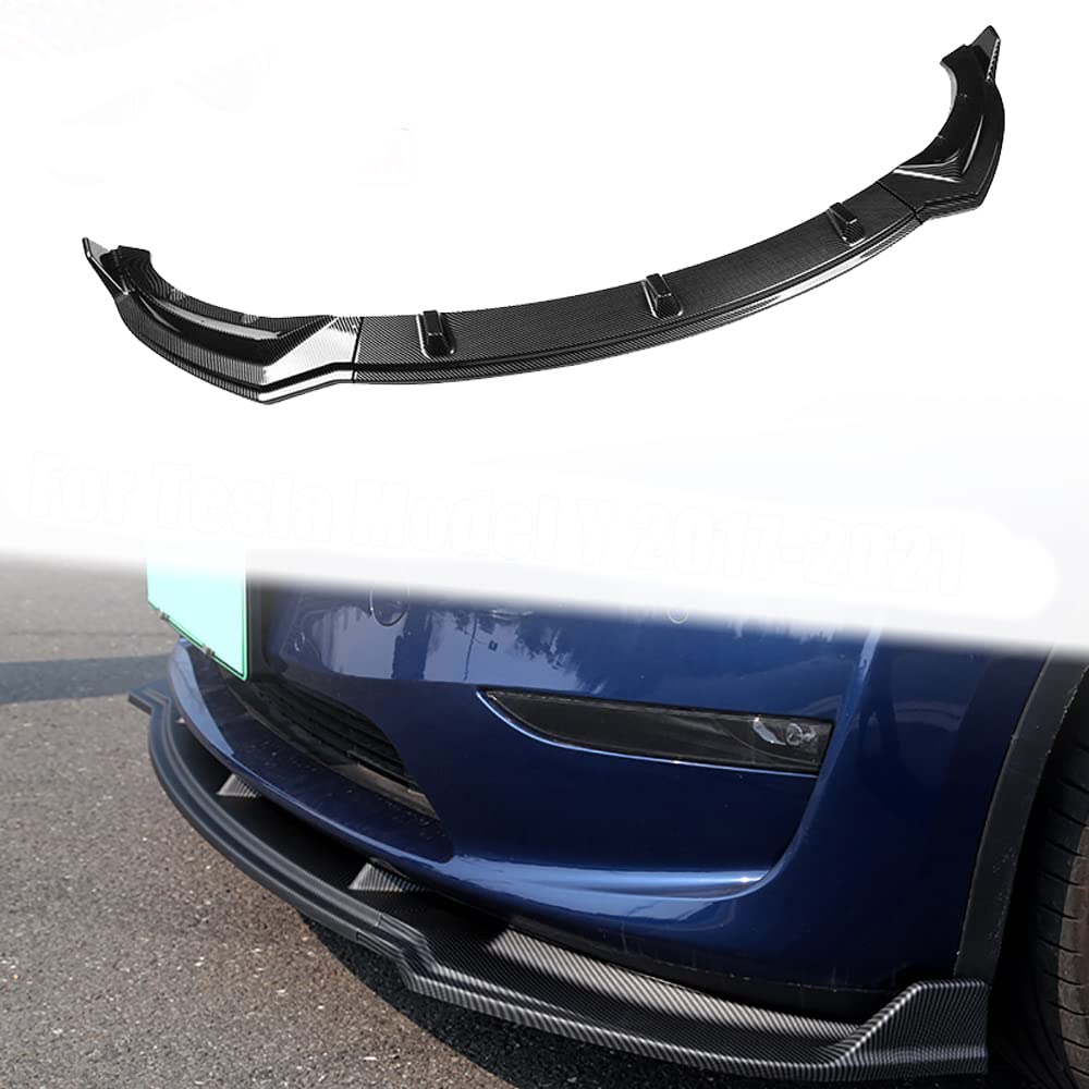 Frontstoßstange Lip Bodykit für Tesla Model Y 2020-2023, Auto ABS Frontstoßstange Frontspoiler Verkleidung Schutz Splitter Spoiler Außenzubehör Frontschürze Lip Spoiler Splitter Body Kit,Carbon Fiber Frontstoßstange Lip Bodykit für Tesla Model Y 2020-2023, Auto ABS Frontstoßstange Frontspoiler Verkleidung Schutz Splitter Spoiler Außenzubehör Frontschürze Lip Spoiler Splitter Body Kit,Carbon Fiber von BENSOI