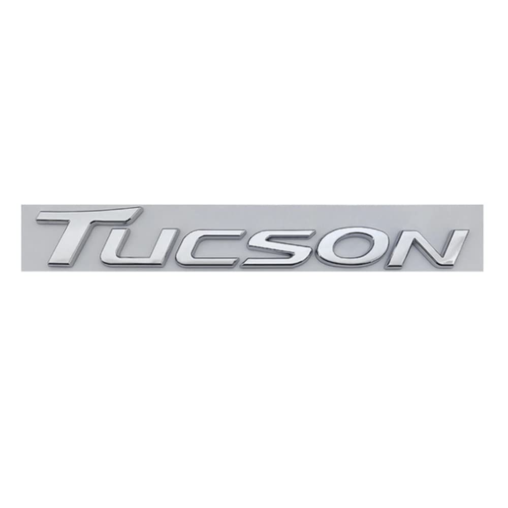Rostfreies 3D ABS Material Tucson Buchstaben Emblem Abzeichen Aufkleber, Tucson Logo 3M Selbstklebender Auto Kofferraum Aufkleber für Hyundai Tucson 2016-2023,Silver von BENSOI