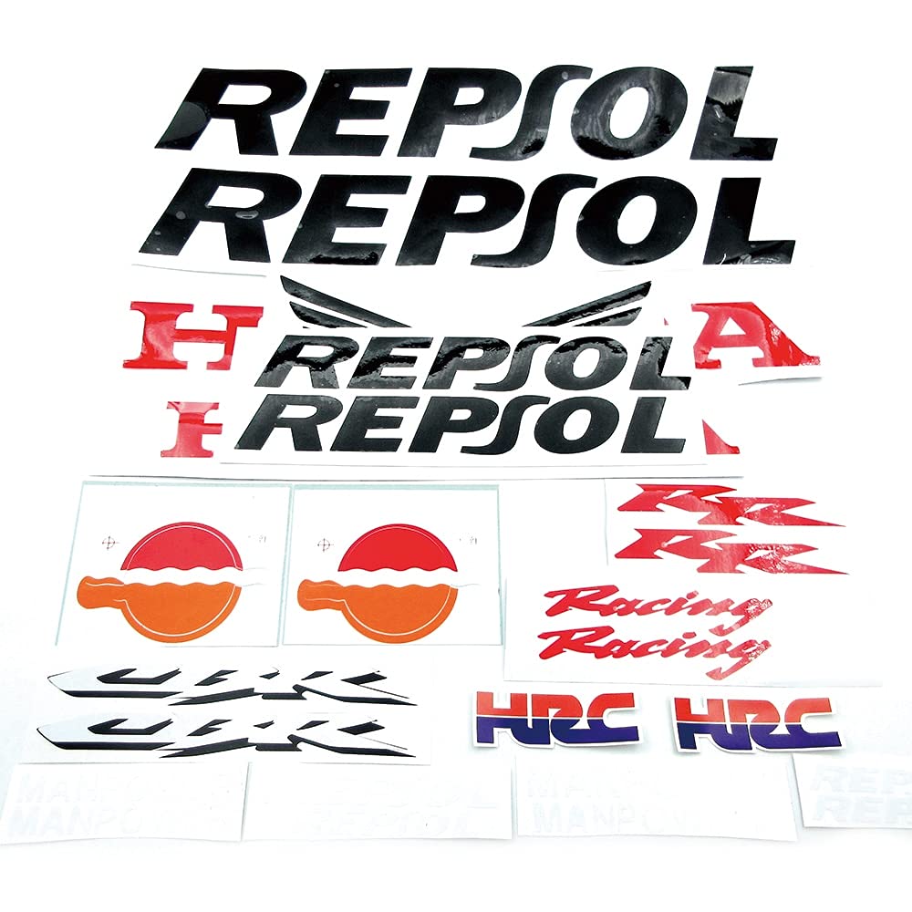 BERFFX Motorrad Vollverkleidung Zieraufkleber Emblem Abzeichen Aufkleber for CBR600RR CBR1000RR CBR250R Repsol HRC Racing Aufkleber Zubehör (Color : Full Set A) von BERFFX