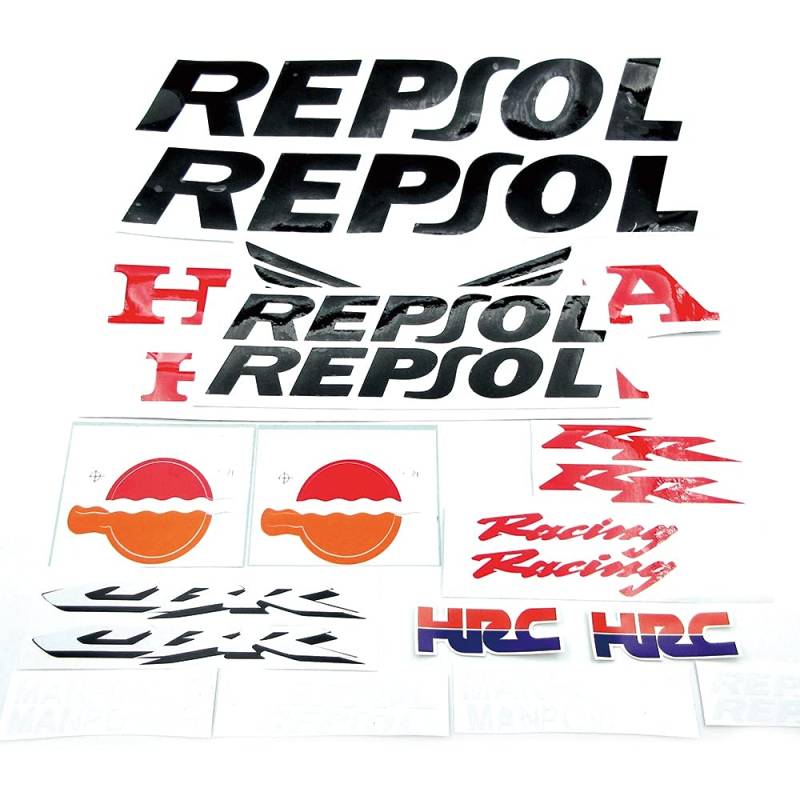 BERFFX Motorrad Vollverkleidung Zieraufkleber Emblem Abzeichen Aufkleber for CBR600RR CBR1000RR CBR250R Repsol HRC Racing Aufkleber Zubehör (Color : Full Set A) von BERFFX