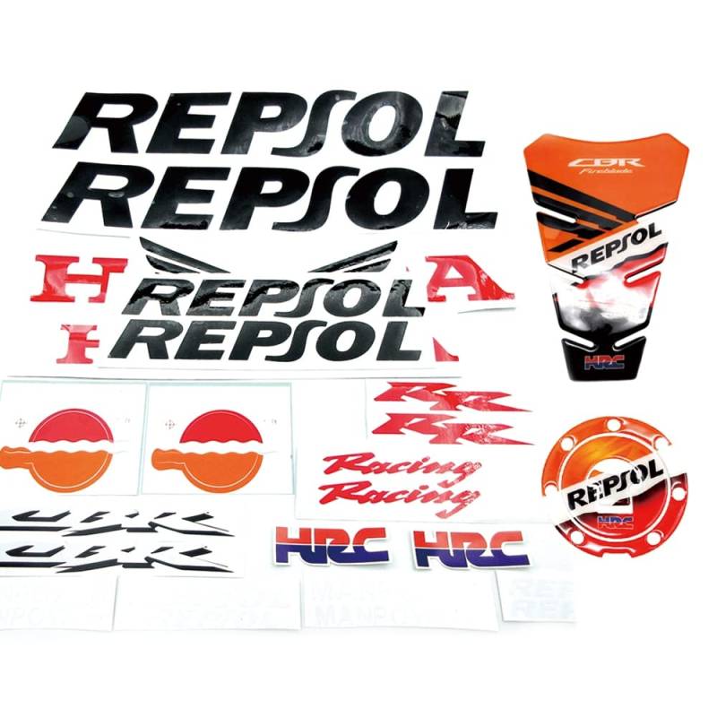 BERFFX Motorrad Vollverkleidung Zieraufkleber Emblem Abzeichen Aufkleber for CBR600RR CBR1000RR CBR250R Repsol HRC Racing Aufkleber Zubehör (Color : Full Set B) von BERFFX