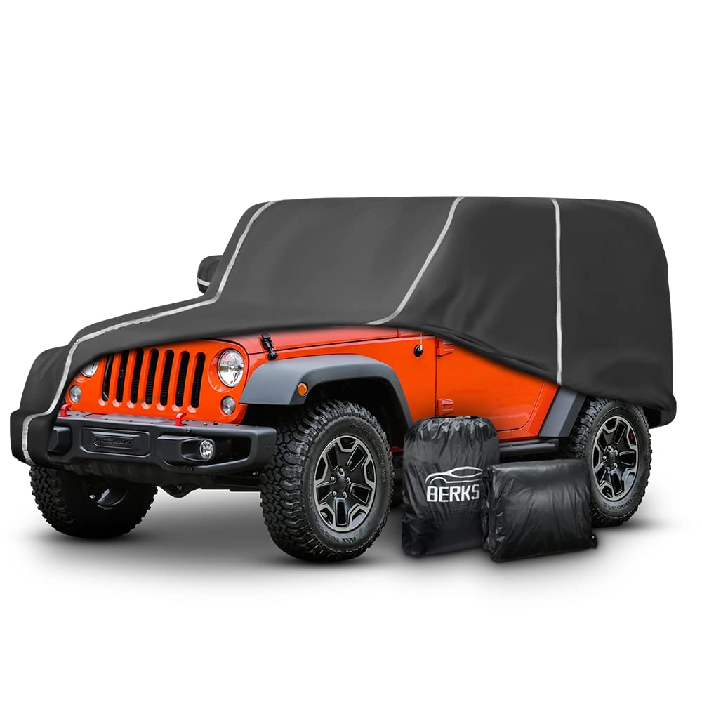BERKSYDE wasserdichte Autoabdeckung für Jeep Wrangler CJ, YJ, TJ & JK 2-Türer 1955–2023 Allwetter-6 Schichten Vollgarage mit Aufbewahrungstasche BERKSYDE wasserdichte Autoabdeckung für Jeep Wrangler CJ, YJ, TJ & JK 2-Türer 1955–2023 Allwetter-6 Schichten Vollgarage mit Aufbewahrungstasche von BERKSYDE