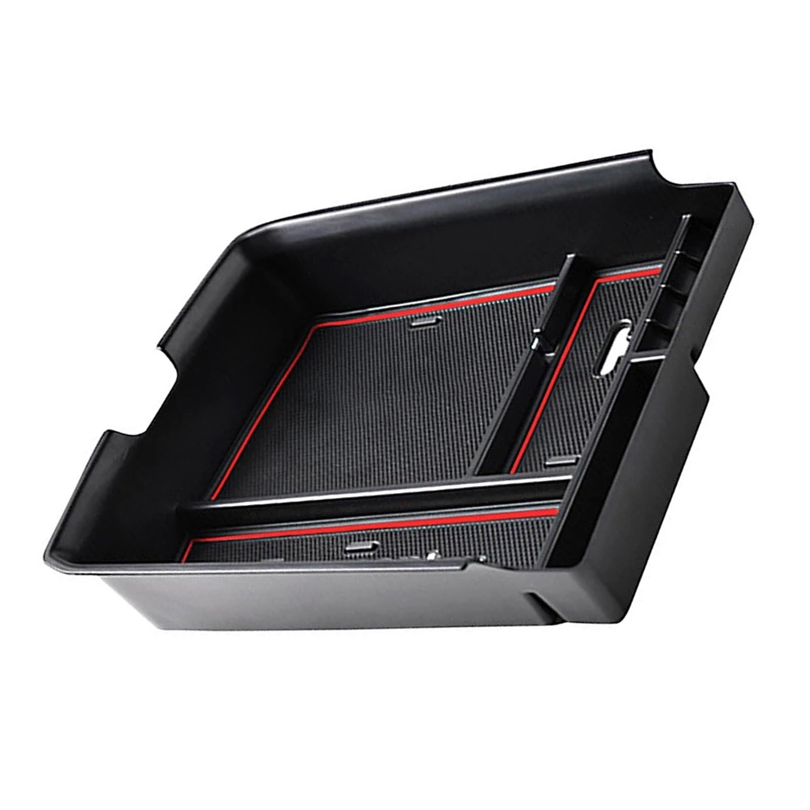 BERTGDA 1 Stück Mittelkonsolen-Armlehnen-Aufbewahrungsbox, passend for Volkswagen, passend for Atlas, 2018–2021 Handschuhfach-Halterbox Aufbewahrungsbox für die Mittelarmlehne(Black Red Line) von BERTGDA