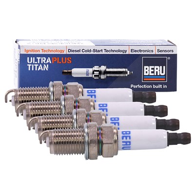 Beru 4x Zündkerze ULTRA TITAN [Hersteller-Nr. UPT12P] für Alfa Romeo, Audi, Bentley, BMW, Cadillac, Citroën, Daihatsu, Ford, Honda, Hyundai, Infiniti, von BERU