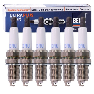 Beru 6x Zündkerze ULTRA TITAN UPT11P [Hersteller-Nr. UPT11P] für Audi, Lancia, Porsche, VW von BERU