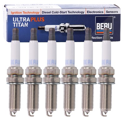 Beru 6x Zündkerze ULTRA TITAN UPT14P [Hersteller-Nr. UPT14P] für Cadillac, Citroën, Fiat, Hyundai, Infiniti, Kia, Lancia, Land Rover, Lexus, Nissan, P von BERU