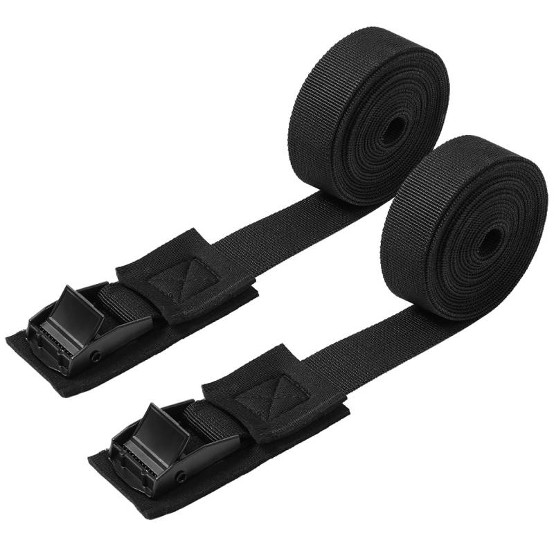 BESPORTBLE 2 Stück Spanngurte Schwarz 3m X 2.5cm, Zurrgurte Mit Klemmverschluss, Befestigungsriemen Für Kajak, GepäCk, Surfbrett Und Fahrrad Auf AutodachträGer von BESPORTBLE
