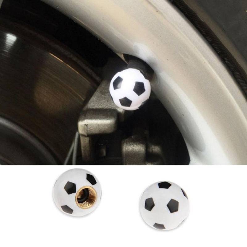 BESSTUUP Kreatives Fußball-Design, Auto-Luftventil-Staubkappe, universelle Passform für Autos, LKWs, SUVs, Motorräder und Fahrräder mit Schrader-Ventil, langlebiger ABS-Kunststoff und Kupfergewinde (2 von BESSTUUP