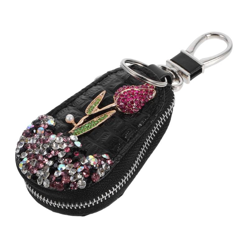 BESTOYARD Autoschlüsselanhänger Hülle mit Strasssteinen Glitzernde Schlüsseltasche aus PU Schutz für Auto Fernbedienung Eleganter Schlüsselhalter für Tragbar und Praktisch von BESTOYARD