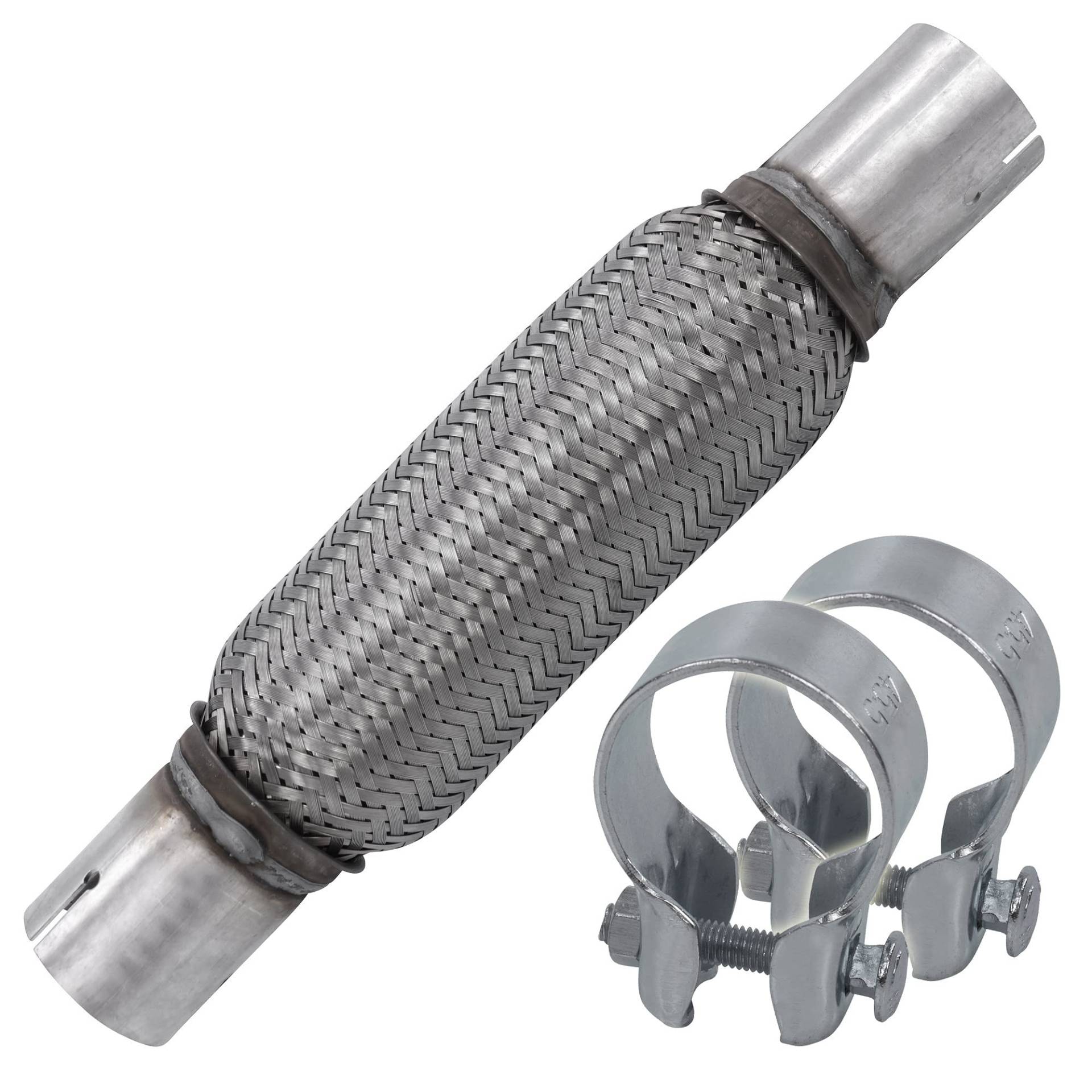 BESTPRICE 1x Flexrohr Auspuffrohr mit Anschlußrohren 45 x 200 Inner braid; 2x Montageschelle von PGONA