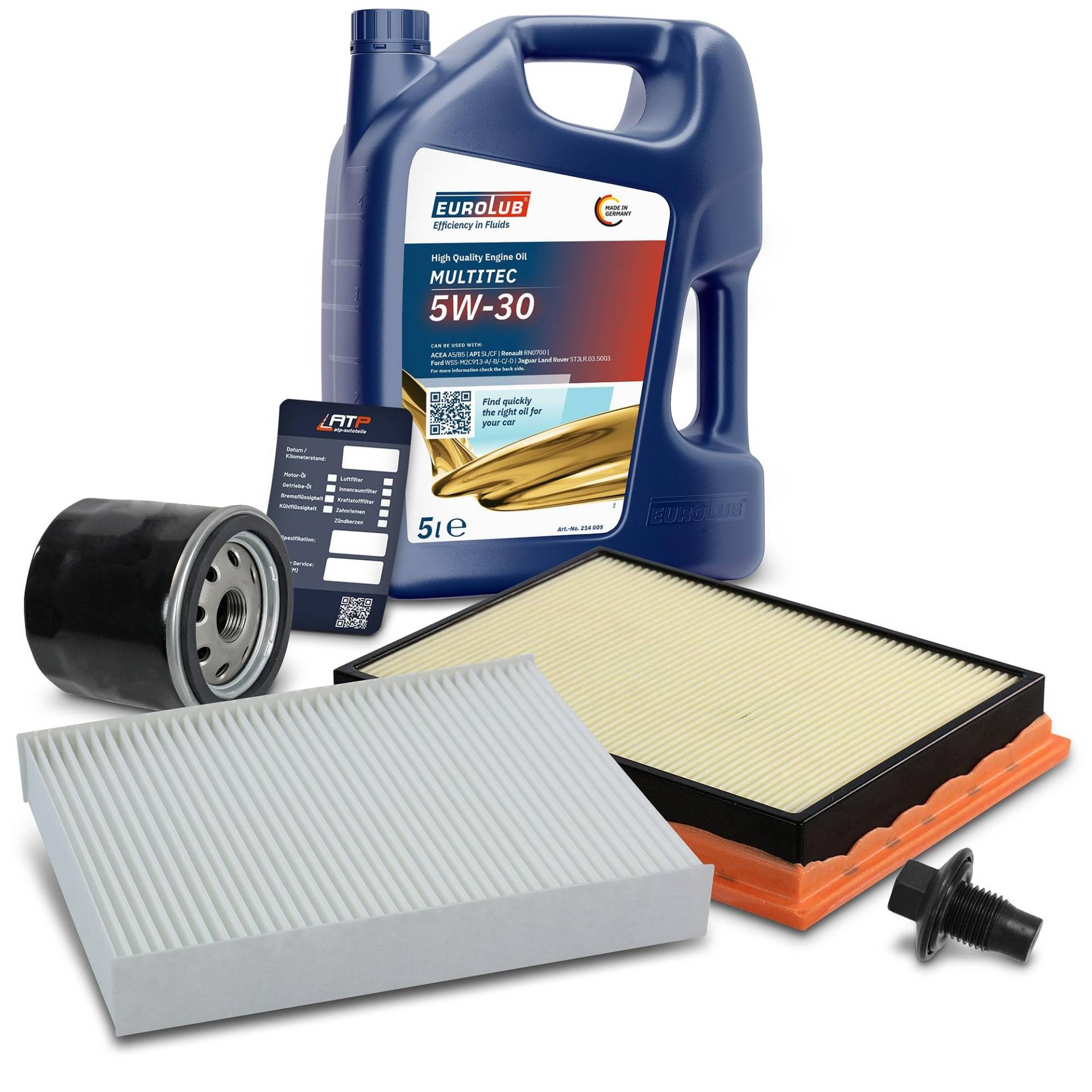 BESTPRICE Inspektionspaket Filterset mit 1x Ölfilter; 1x Luftfilter; 1x Innenraumfilter; 1x Ölablassschraube mit Dichtring; 1x Motoröl 5W-30 EUROLUB MULTITEC SAE 5 l BESTPRICE Inspektionspaket Filterset mit 1x Ölfilter; 1x Luftfilter; 1x Innenraumfilter; 1x Ölablassschraube mit Dichtring; 1x Motoröl 5W-30 EUROLUB MULTITEC SAE 5 l von BESTPRICE