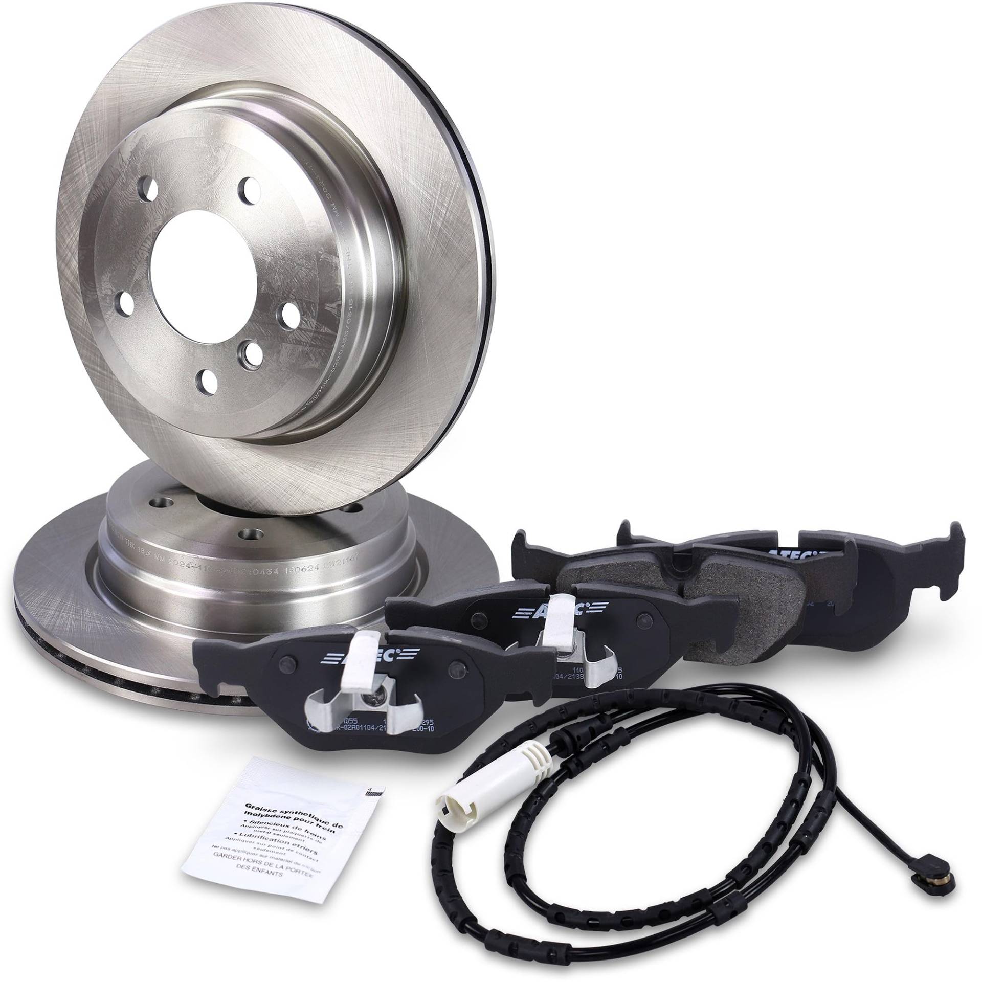2x Bremsscheibe belüftet Ø 300 + Bremsbeläge Bremsklötze mit Warnkontakt Hinterachse hinten von ENVA MADE FOR QUALITY