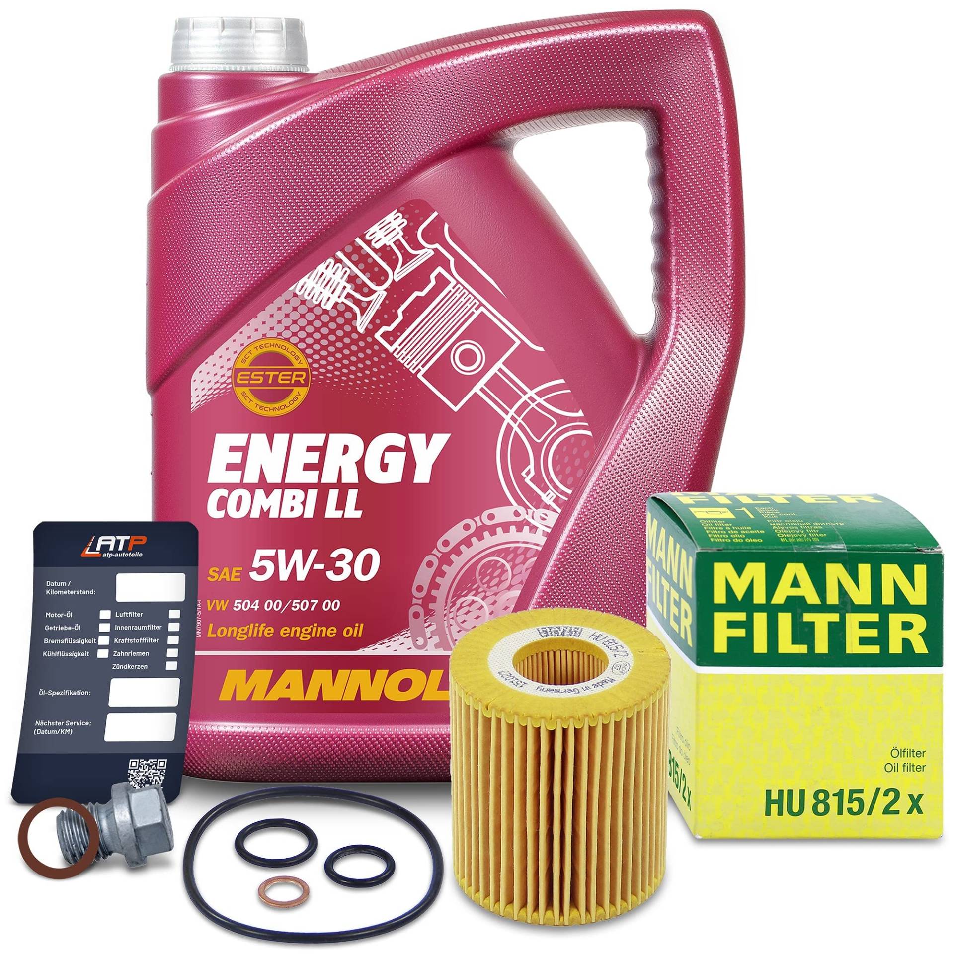 BESTPRICE Ölwechsel Kit - 5L 5W-30 Motoröl, Ölfilter, Ölablassschraube mit Dichtring, Ölwechsel-Anhänger von BESTPRICE