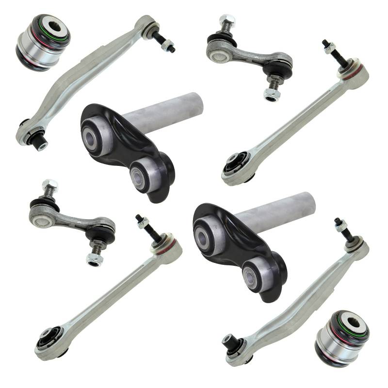 BESTPRICE 2x Querlenker Hinterachse unten, 2x Querlenker Hinterachse oben, 2x Integrallenker Hinterachse unten, 2x Koppelstange, 2x Hinterachslager Achsträger unten Kompatibel mit BMW 5er (E39) von ENVA MADE FOR QUALITY