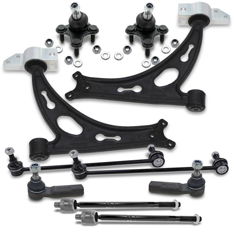 BESTPRICE 2x Querlenker Vorderachse, 2x Traggelenk, 2x Koppelstange, 2x Spurstange, 2x Spurstangenkopf Kompatibel mit VW JETTA III (1K2), TOURAN (1T1, 1T2), A udi A3 (8P1), A3 Cabriolet (8P7), A3 Spor von Jlwiy