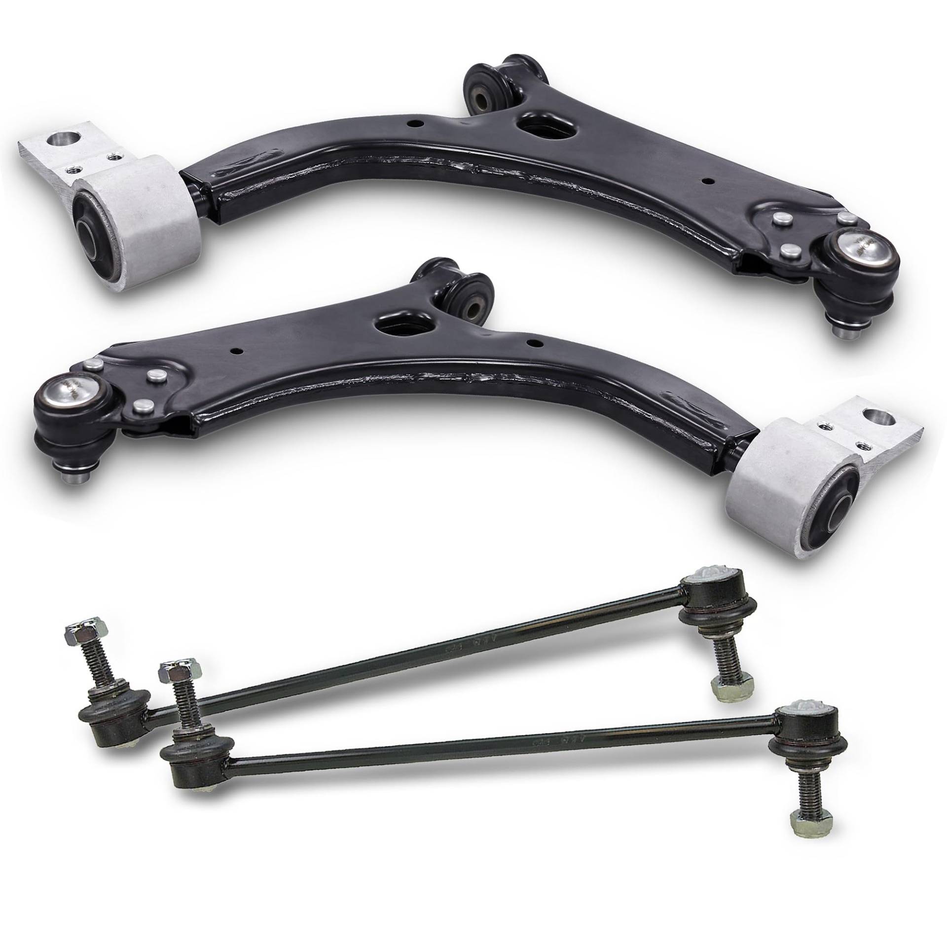 BESTPRICE 2x Querlenker Vorderachse vorne unten links & rechts, 2x Koppelstange vorne Kompatibel mit FORD FIESTA Mk5 (JH_, JD_), FIESTA Mk5 Van,FUSION (JU_), MAZDA 2 (DY) von Homry
