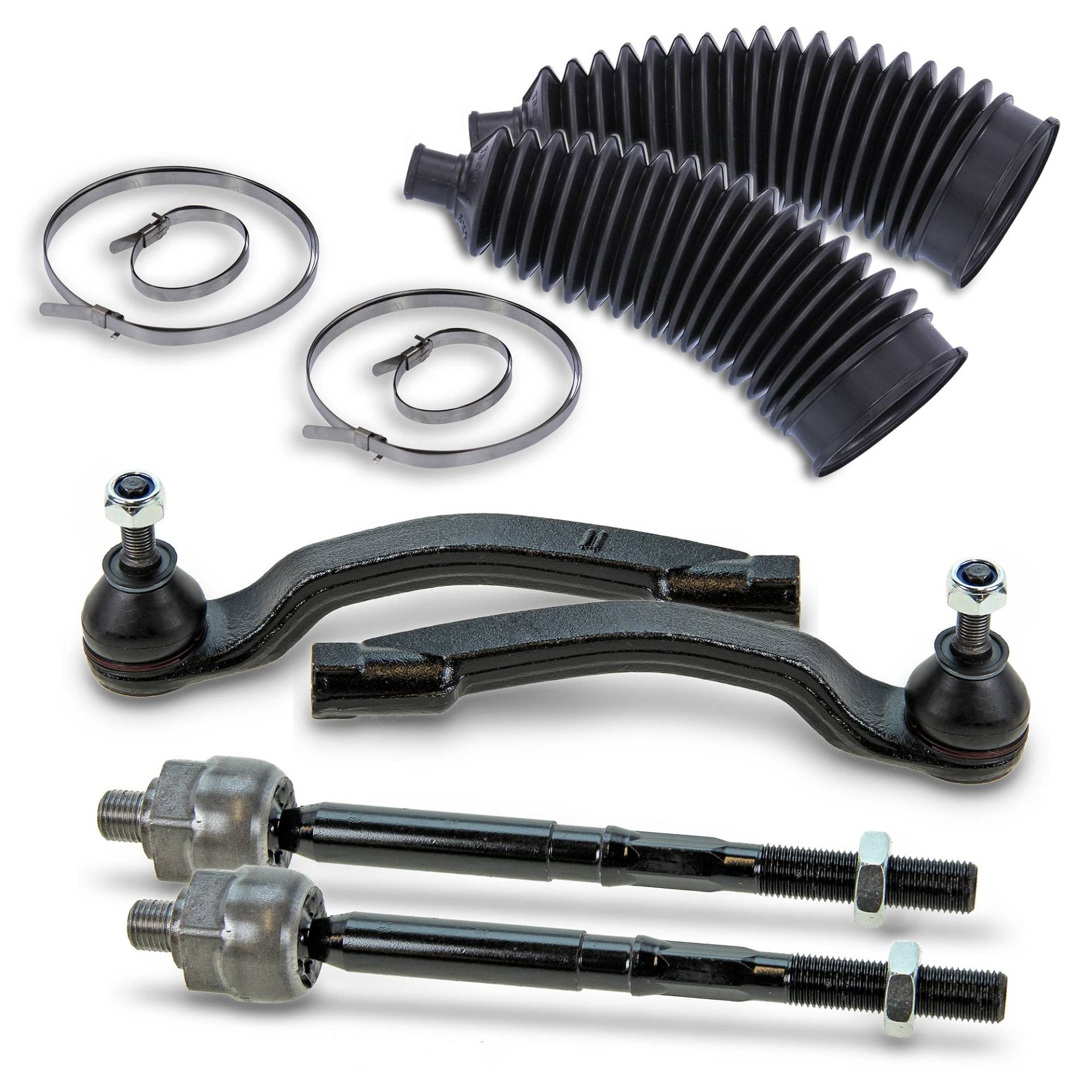 BESTPRICE 2x Spurstange vorne links & rechts, 2x Spurstangenkopf vorne links & rechts Kompatibel mit RENAULT SCÉNIC II (JM0/1_), MEGANE II (BM0/1_, CM0/1_) (EM0/1_) (KM0/1_) (LM0/1_) von Homry