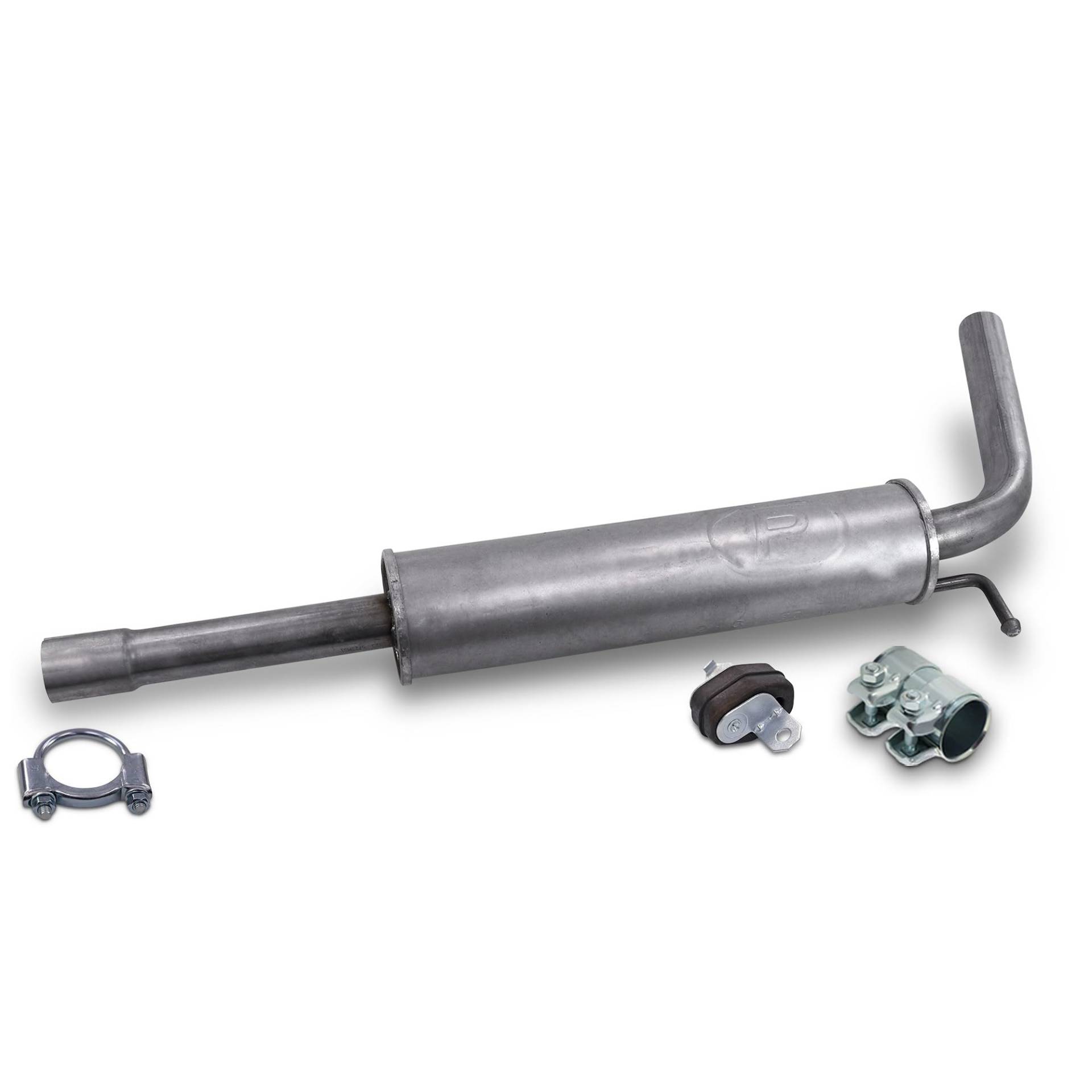 BESTPRICE Auspuff Schalldämpfer Set 1x 1x Mittelschalldämpfer inkl Montagezubehör Kompatibel mit SEAT CORDOBA (6L2), IBIZA, SKODA FABIA 1, FABIA 2, VW POLO (9N_, 9A_) (9A4, 9A2, 9N2, 9A6) von BESTPRICE