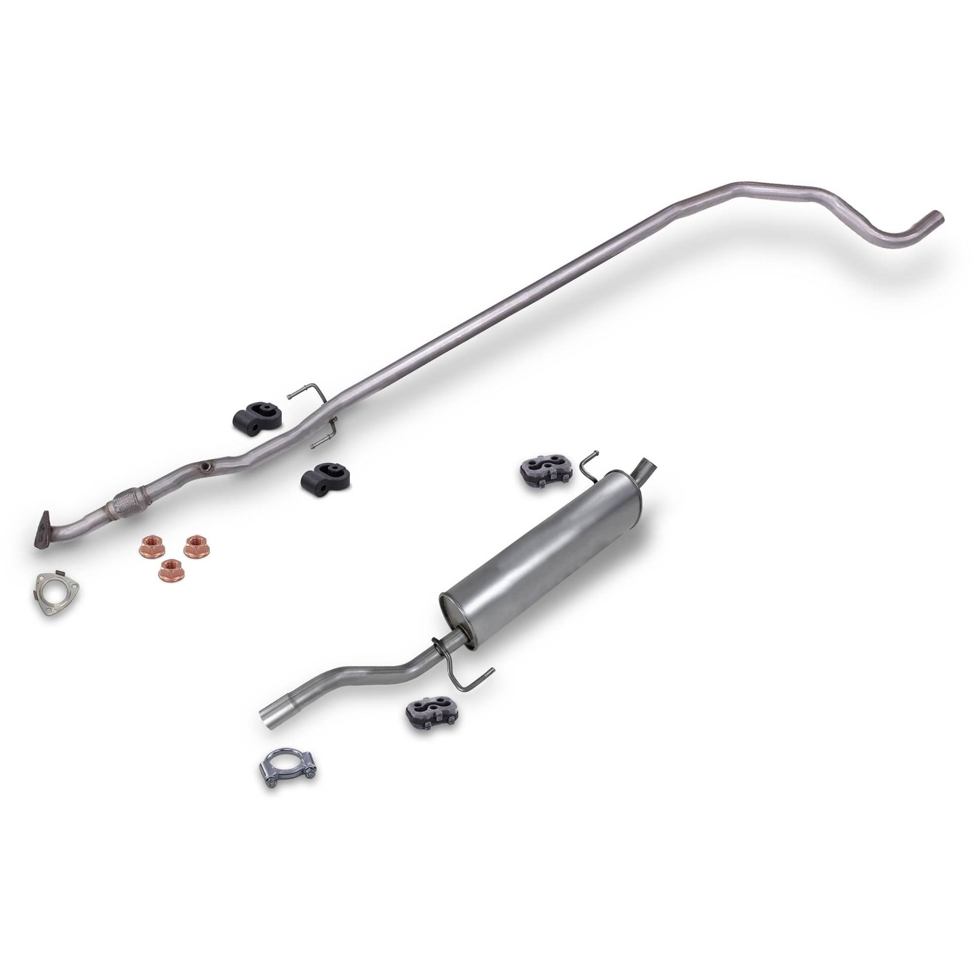 BESTPRICE Auspuff Schalldämpfer Set 1x Abgasrohr, 1x Endschalldämpfer inkl. Montagezubehör Kompatibel mit OPEL CORSA D (S07), CORSA D Kasten/Schrägheck (S07), CORSA E (X15) von BESTPRICE