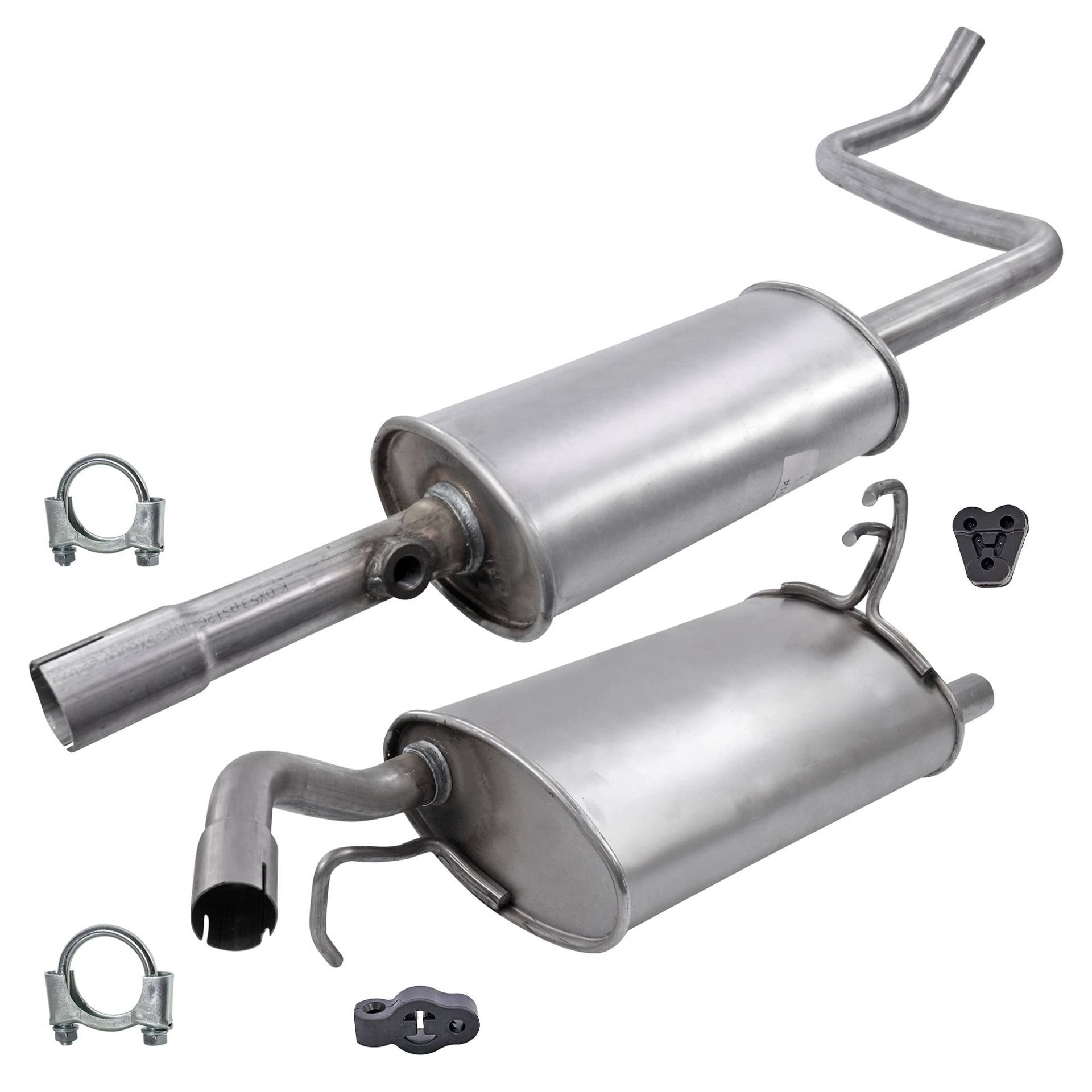 BESTPRICE Auspuff Schalldämpfer Set 1x Mittelschalldämpfer, 1x Endschalldämpfer, mit Montagematerial Kompatibel mit MITSUBISHI COLT VI (Z3_A, Z2_A) von BESTPRICE