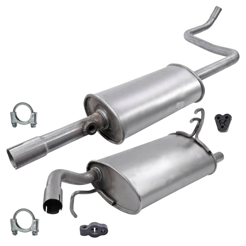 BESTPRICE Auspuff Schalldämpfer Set 1x Mittelschalldämpfer, 1x Endschalldämpfer, mit Montagematerial Kompatibel mit MITSUBISHI COLT VI (Z3_A, Z2_A) von BESTPRICE