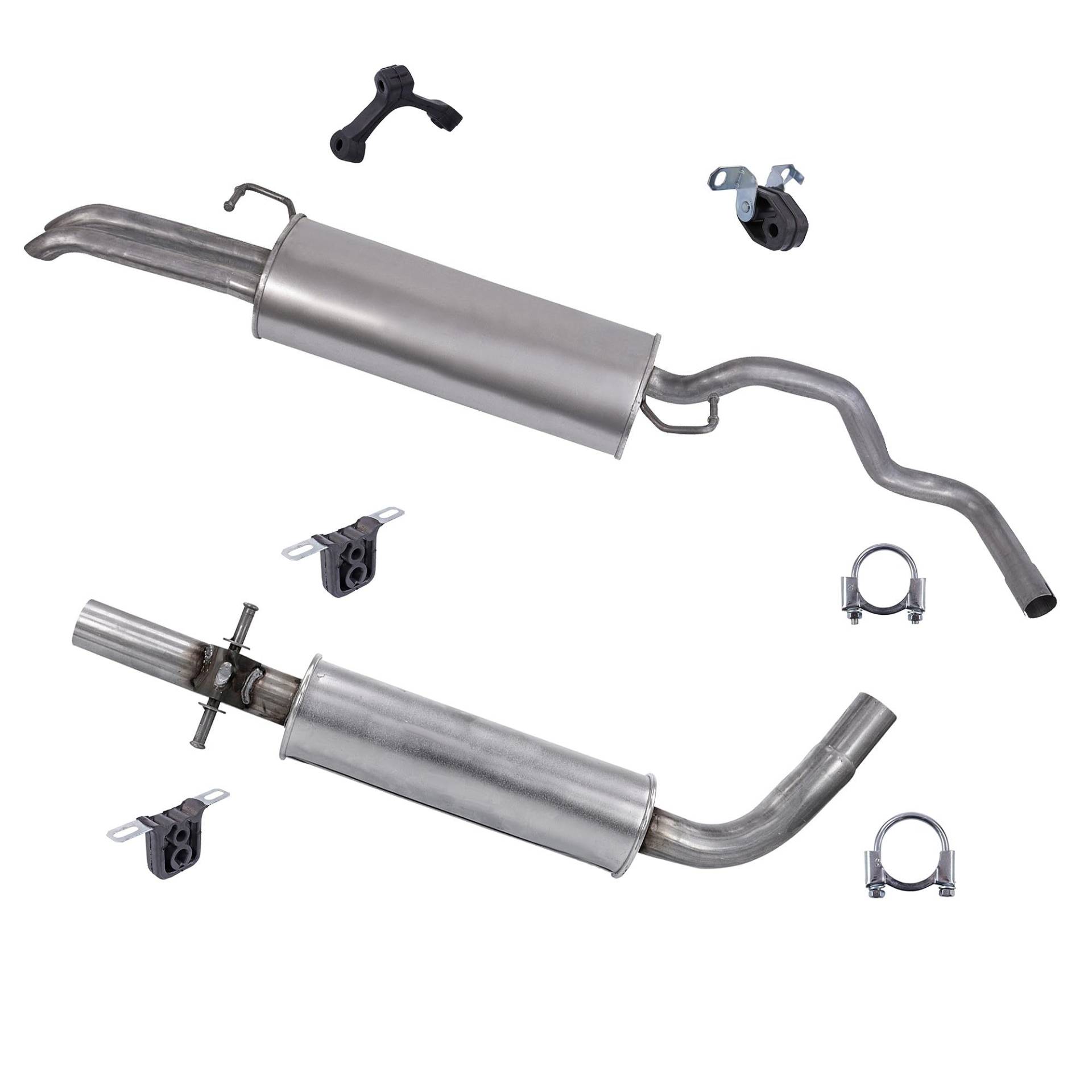 BESTPRICE Auspuff Schalldämpfer Set 1x Mittelschalldämpfer, 1x Endschalldämpfer, mit Montagematerial BESTPRICE Auspuff Schalldämpfer Set 1x Mittelschalldämpfer, 1x Endschalldämpfer, mit Montagematerial von BESTPRICE