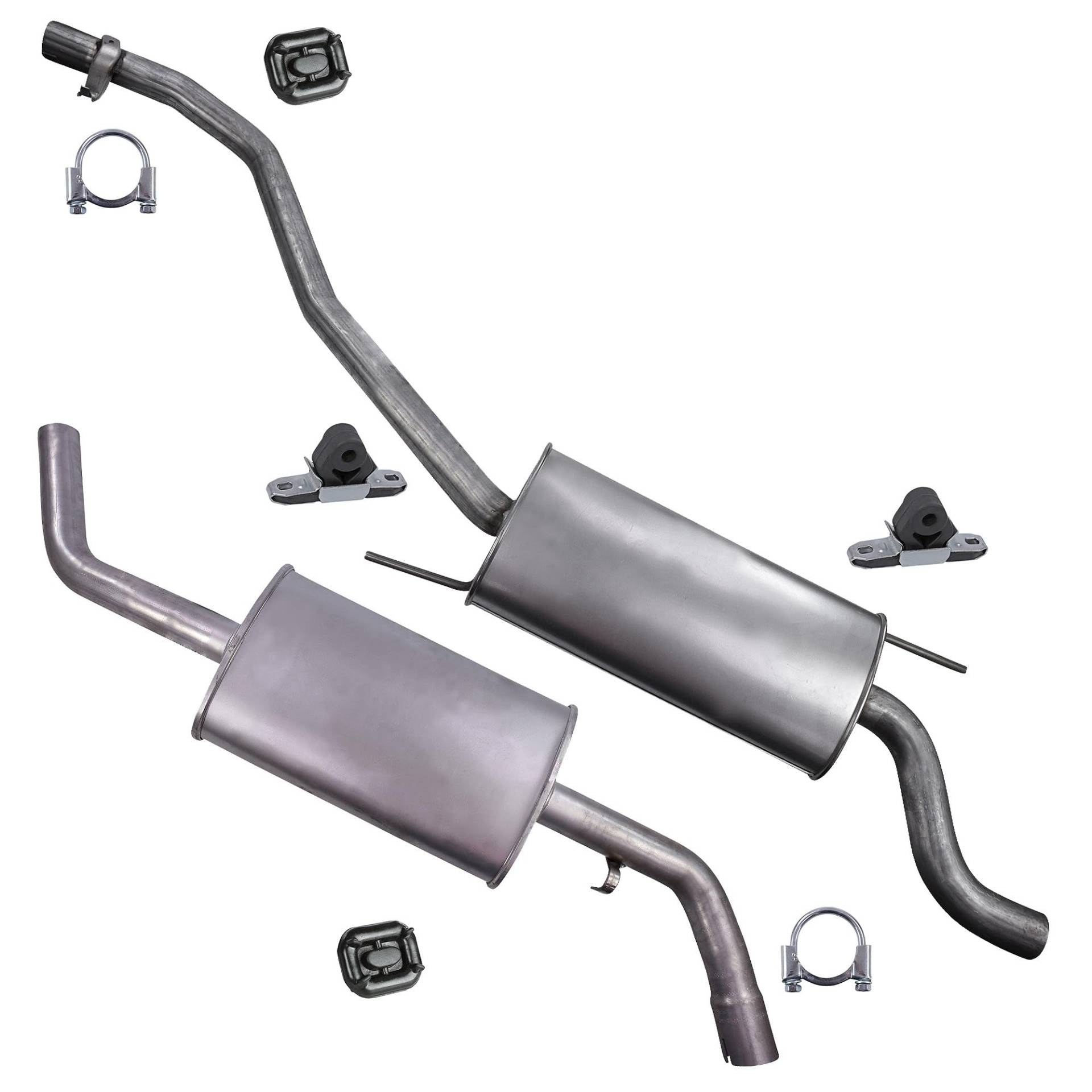 BESTPRICE Auspuff Schalldämpfer Set 1x Mittelschalldämpfer, 1x Endschalldämpfer, mit Montagematerial Kompatibel mit VW TRANSPORTER T4 BESTPRICE Auspuff Schalldämpfer Set 1x Mittelschalldämpfer, 1x Endschalldämpfer, mit Montagematerial Kompatibel mit VW TRANSPORTER T4 von BESTPRICE