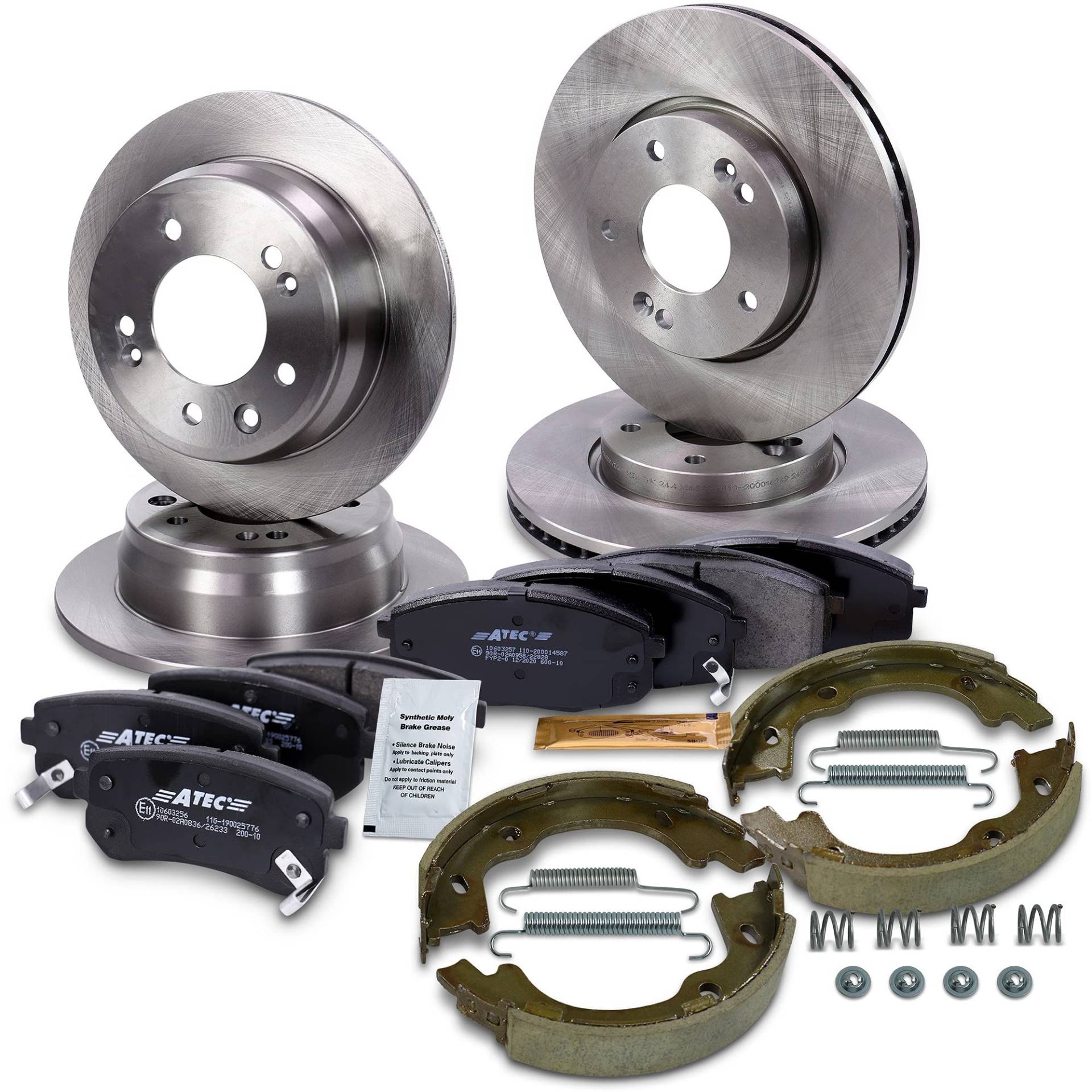 BESTPRICE Bremsenset inkl. Bremsscheiben Vorne Ø 280 mm + Hinten Ø 262 mm + Bremsbeläge Vorne und Bremsbacken Hinten und Hinten, Passend für HYUNDAI i30 (FD); KIA CEE'D Schrägheck (ED), CEE'D SW (ED) von BESTPRICE