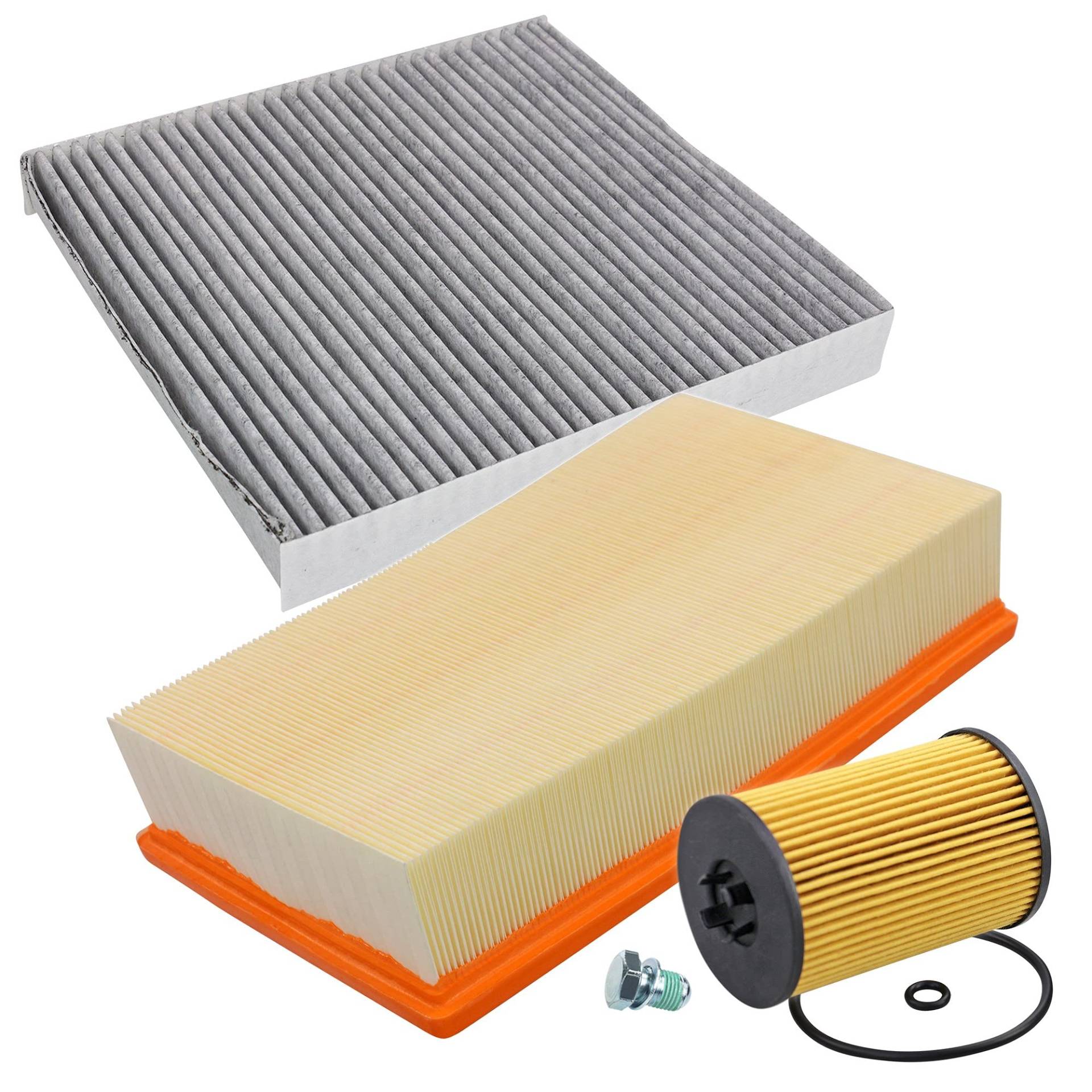 BESTPRICE Inspektionspaket Filterset mit 1x Ölfilter; 1x Luftfilter; 1x Innenraumfilter (Aktivkohle); 1x Ölablassschraube inkl. Dichtung BESTPRICE Inspektionspaket Filterset mit 1x Ölfilter; 1x Luftfilter; 1x Innenraumfilter (Aktivkohle); 1x Ölablassschraube inkl. Dichtung von Jlwiy