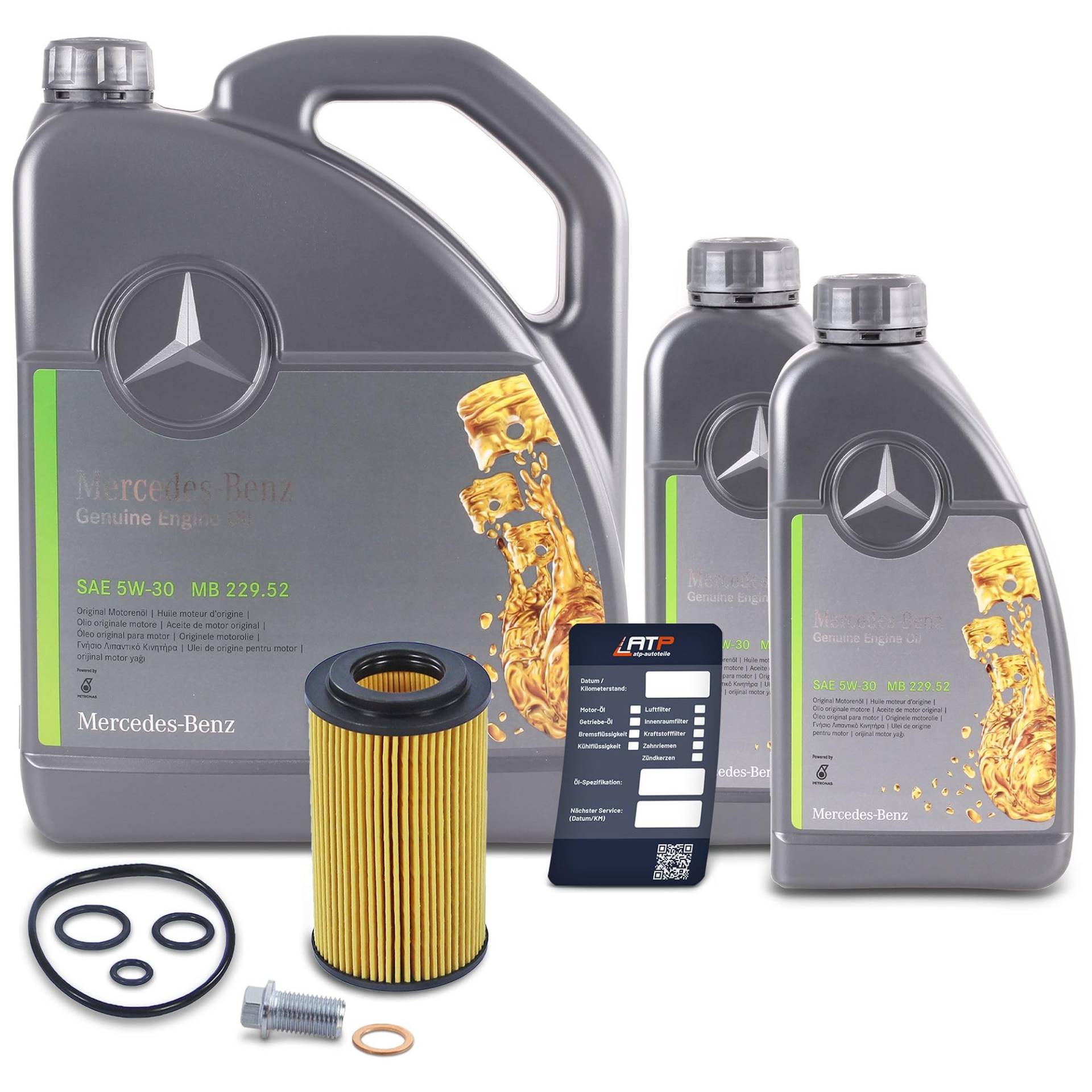 BESTPRICE Inspektionspaket Filterset mit 1x Ölfilter; 7l Motoröl 5W-30; 1x Ölablassschraube; 1x Ölwechselanhänger von PGONA