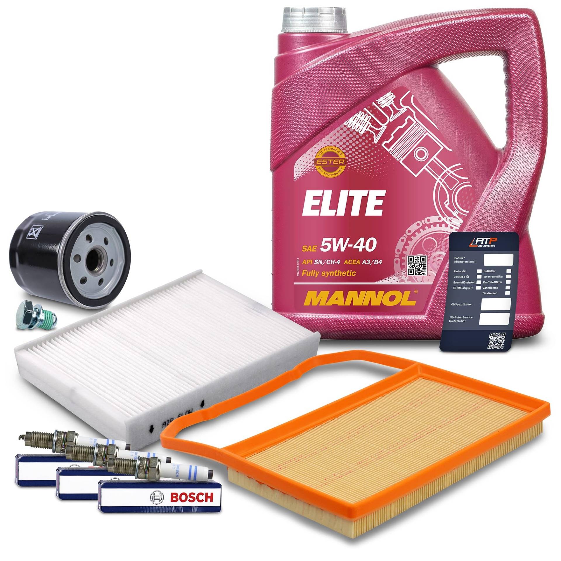 BESTPRICE Inspektionspaket Filterset mit 1x Ölfilter; 1x Innenraumfilter; 1x Luftfilter; 4L Motoröl 5W-40 MANNOL ELITE API SN/CH-4; 3x Zündkerze; Kompatibel mit SEAT Mii, SKODA CITIGO, VW UP!, LOAD UP BESTPRICE Inspektionspaket Filterset mit 1x Ölfilter; 1x Innenraumfilter; 1x Luftfilter; 4L Motoröl 5W-40 MANNOL ELITE API SN/CH-4; 3x Zündkerze; Kompatibel mit SEAT Mii, SKODA CITIGO, VW UP!, LOAD UP von BESTPRICE