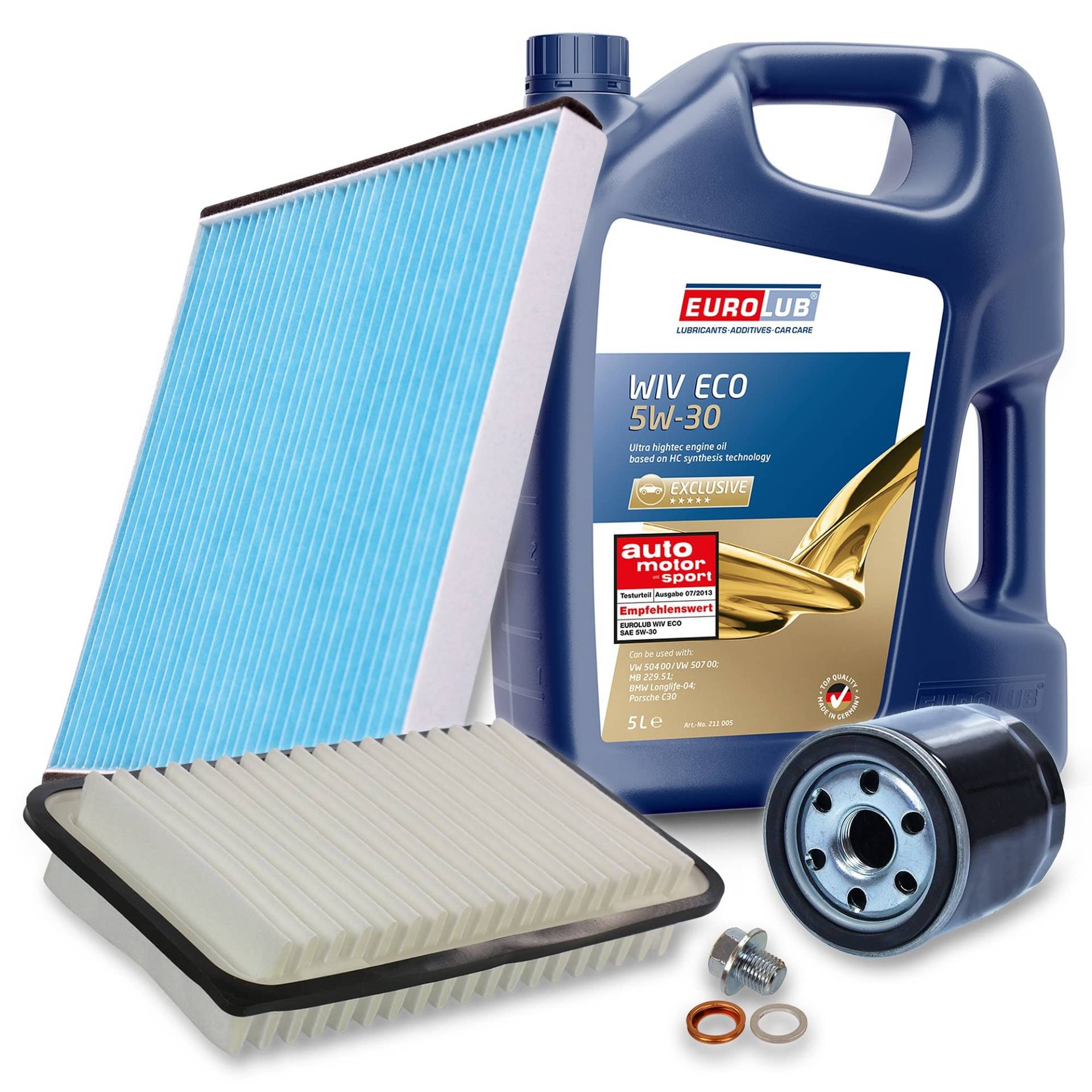 BESTPRICE Inspektionspaket Filterset mit 1x Ölfilter; 1x Luftfilter; 1x Innenraumfilter; 1x Ölablassschraube; 1x Motoröl 5W-30 WIV ECO SAE 5 l, KOMPATIBEL MIT - TOYOTA AVENSIS, COROLLA BESTPRICE Inspektionspaket Filterset mit 1x Ölfilter; 1x Luftfilter; 1x Innenraumfilter; 1x Ölablassschraube; 1x Motoröl 5W-30 WIV ECO SAE 5 l, KOMPATIBEL MIT - TOYOTA AVENSIS, COROLLA von Homry