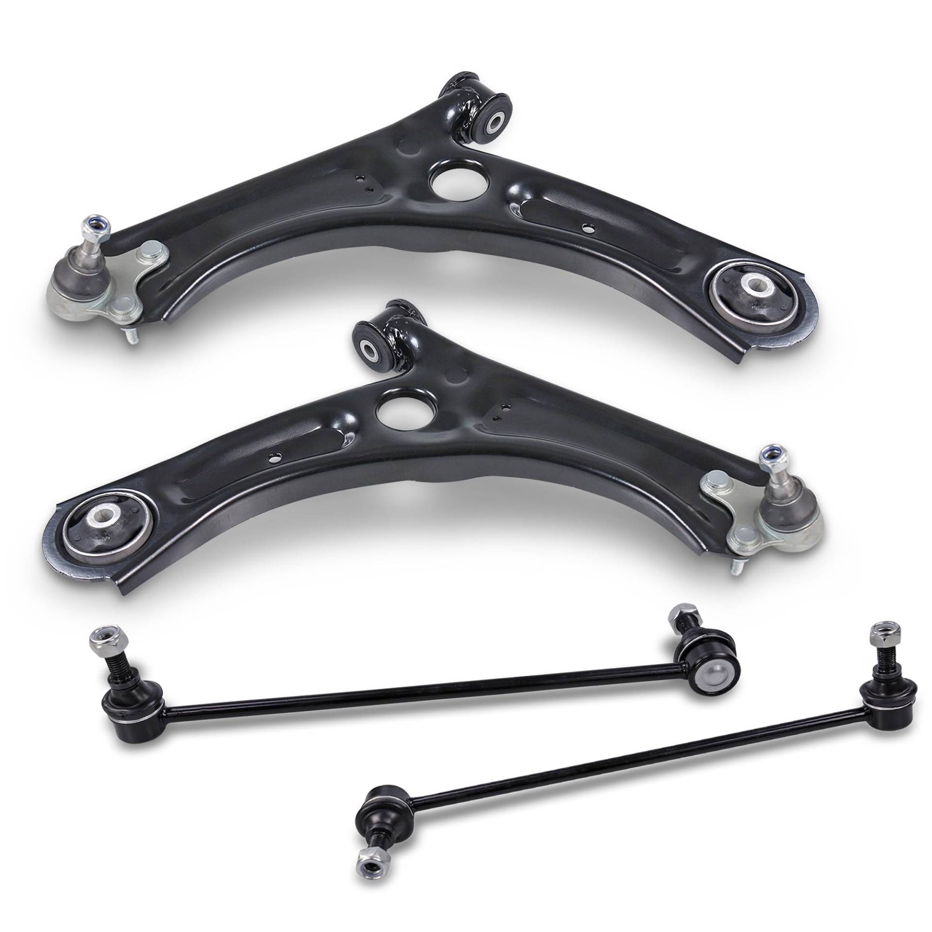 BESTPRICE Querlenkersatz - 2x Querlenker mit Traggelenk vorne, 2x Koppelstange vorne für SKODA SUPERB 2 (3T4)(3T5), OCTAVIA 2 (1Z5) (1Z3), YETI (5L), VW CADDY von BESTPRICE