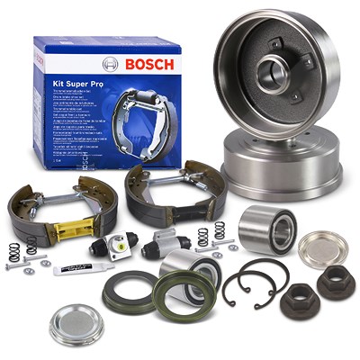 Bestprice 2x Bremstrommel + Radlager + BOSCH SuperPRO Hinterachse für Opel von BESTPRICE