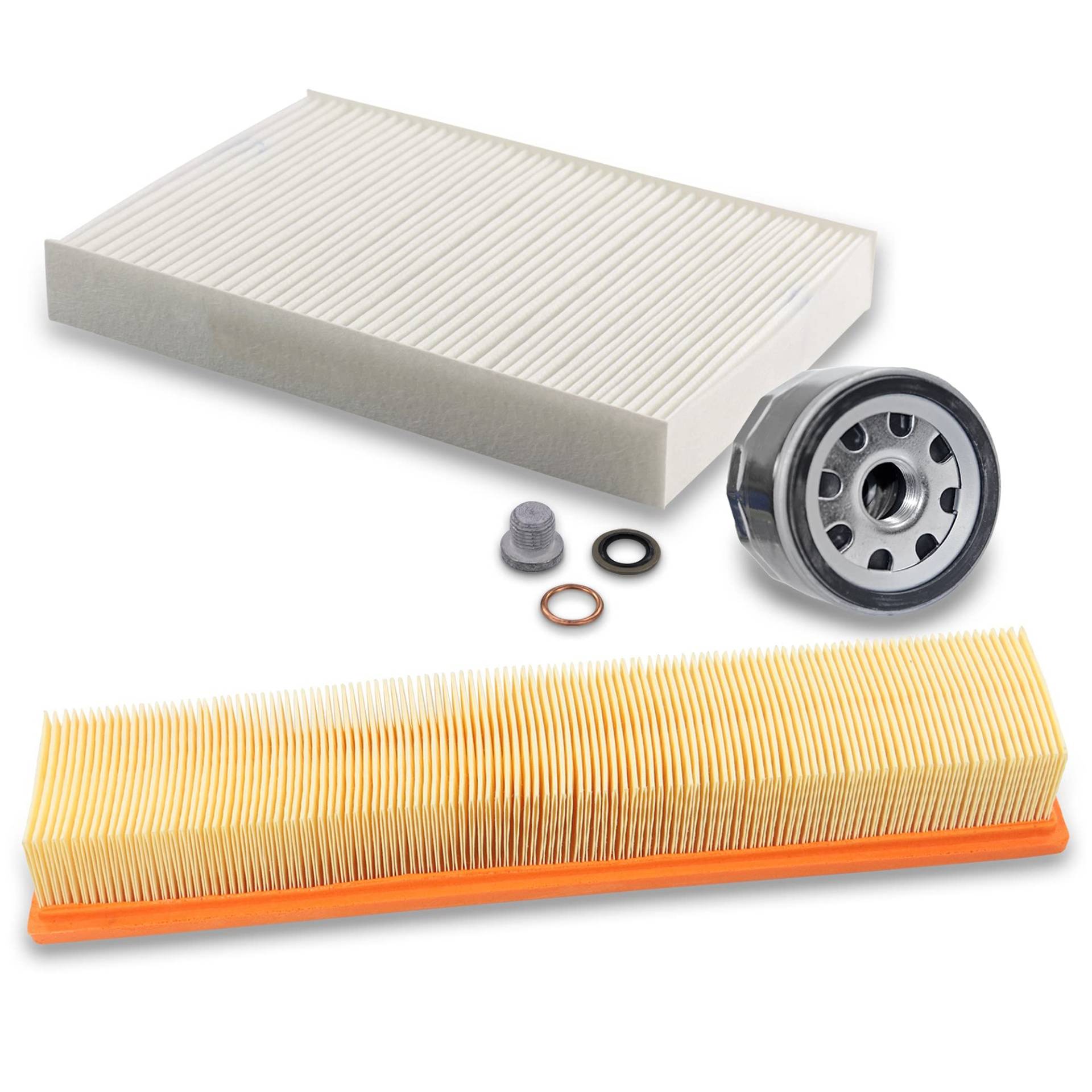 Inspektionspaket SET A 1x Ölfilter 1x Luftfilter 1x Innenraumfilter 1x Ölablass-Schraube 1x Dichtring für Ölablass-Schraube Inspektionspaket SET A 1x Ölfilter 1x Luftfilter 1x Innenraumfilter 1x Ölablass-Schraube 1x Dichtring für Ölablass-Schraube von ENVA MADE FOR QUALITY
