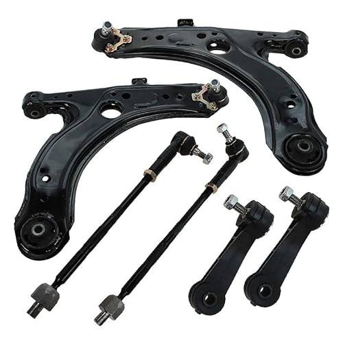 BESTPRICE 2x Querlenker Vorderachse unten links & rechts mit Traggelenk, 2x Koppelstange vorne, 2x Spurstangen, Kompatibel mit A udi A3 (8L1), SEAT LEON (1M1), TOLEDO II (1M2), SKODA OCTAVIA 1 (1U2), von ATEC Germany