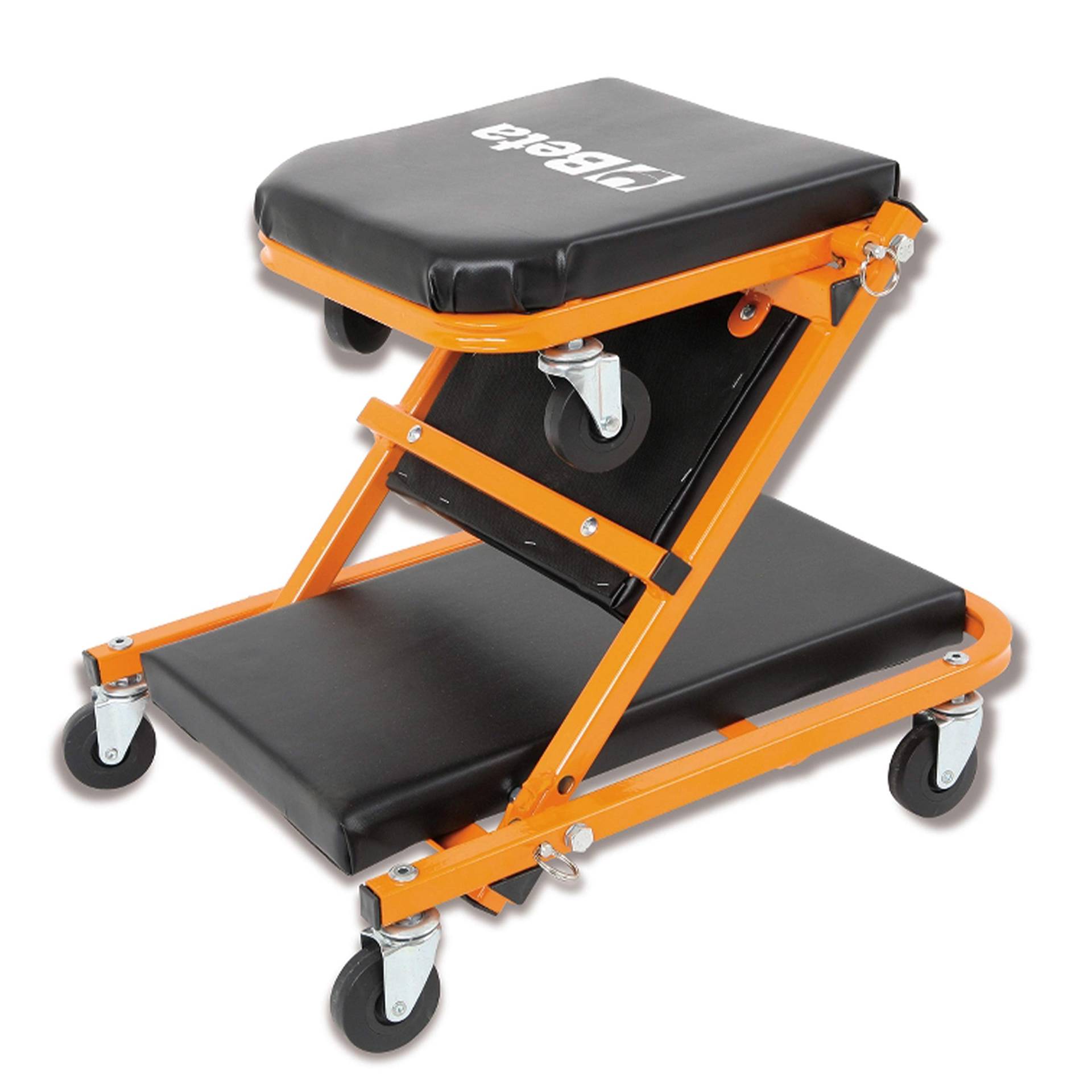 Beta 3002 Montageroller, Rollbrett für die Werkstatt, PKW Liegewagen (umbaubar zum Sitz, stabil und robust, Stahlstruktur, PVC-Überzug mit Schaumgummipolsterung), Orange/Schwarz von Beta