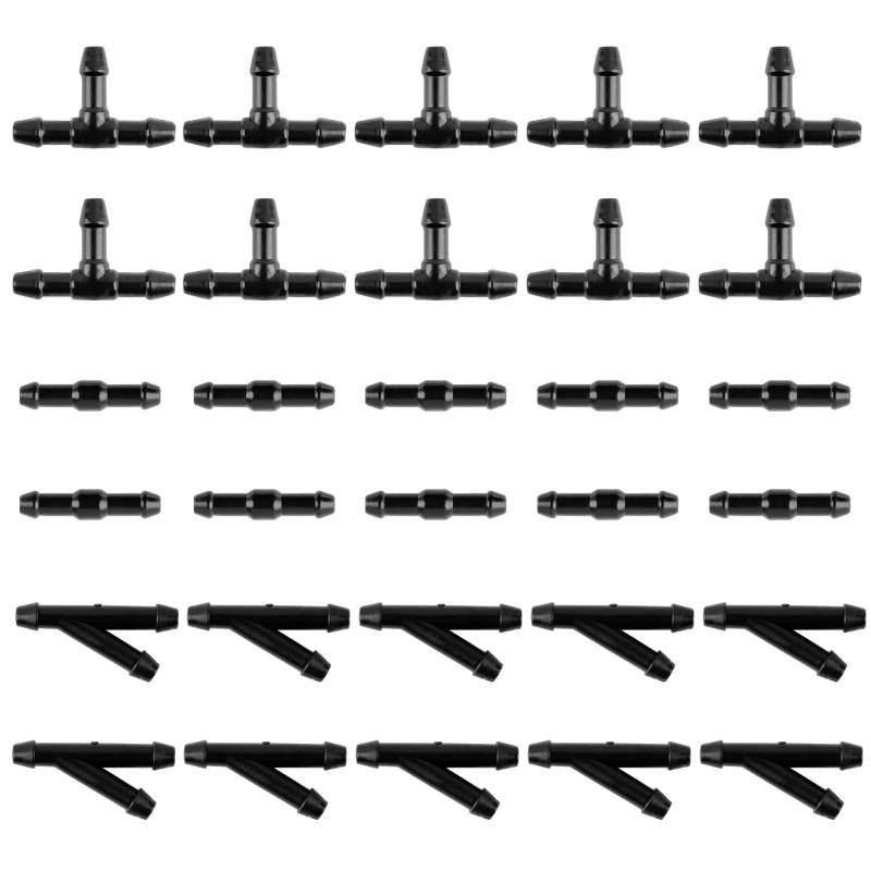 BETESSIN 30Pcs Universal Scheibenwaschanlage Verbinder 4mm Wischwasserschlauch Reparaturset Auto Schlauchverbinder Gerade T-Stück Y-Stück Automotive Schlauch Anschluss Autowasserpumpe an Düsen von BETESSIN