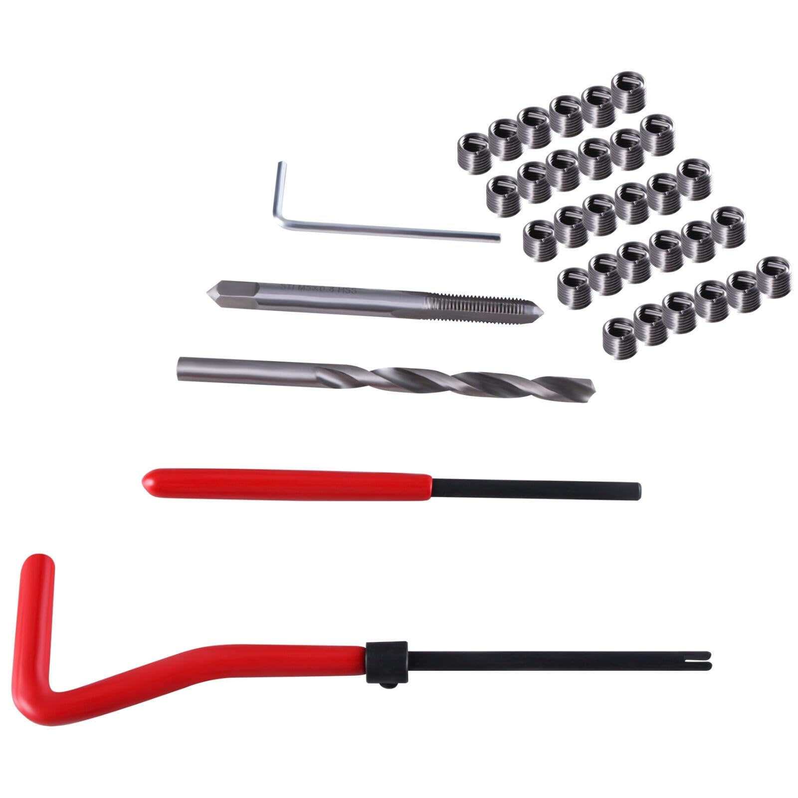 BEVDICNC Gewinde Reparatur Satz, 30-teilig M5 x 0,8 mm Rostfreier Stahl Gewindereparatursatz Thread Repair Kit Kompatibel Handwerkzeug Set BEVDICNC Gewinde Reparatur Satz, 30-teilig M5 x 0,8 mm Rostfreier Stahl Gewindereparatursatz Thread Repair Kit Kompatibel Handwerkzeug Set von BEVDICNC