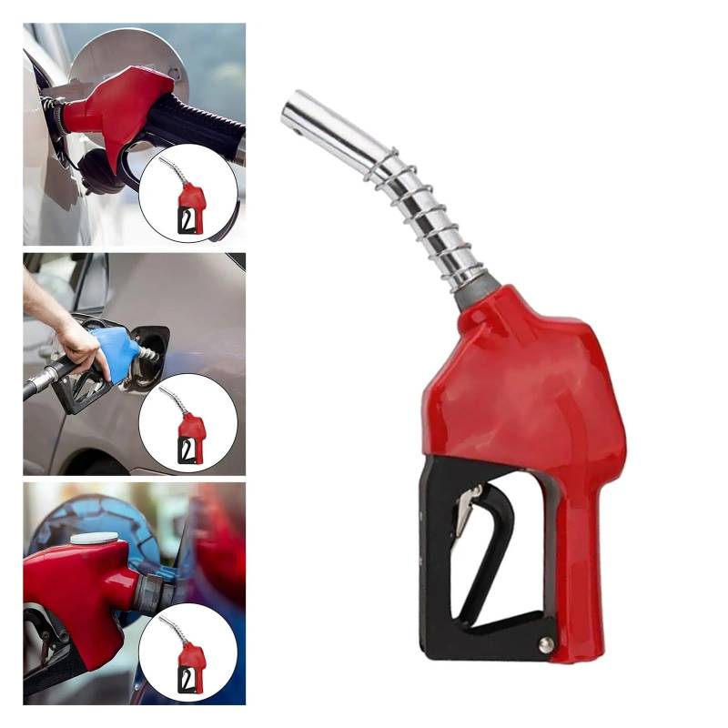 Kraftstoff Benzin Automatische Abgabedüse Schlauchspender, automatische Düse (Auto-Off), Kraftstoffabgabe for Garage/Tankstelle(Rood) von BEWKUR