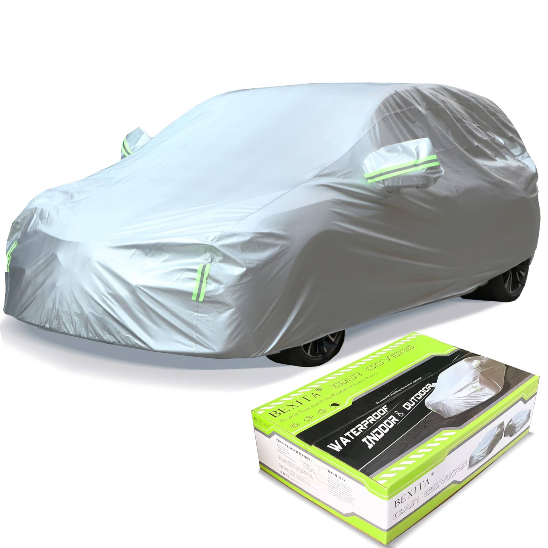 BEXITA Autoabdeckung Vollgarage Abdeckplane Auto Garage Staubdicht Winddicht Schneedicht UV-Schutz Outdoor Winter Car Cover Universal Fit für Fließheck Länge (bis zu 430cm) von BEXITA