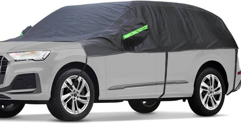 BEXITA Halbgarage Auto Abdeckplane Wasserdicht Outdoor Winter Verdickter Stoff mit Baumwolle gefüttert Autoabdeckung Halbe Autoplane Für SUV&Wagon (bis zu 480cm) von BEXITA