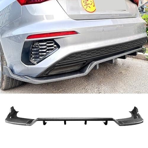 Auto-Hintere Stoßstangenlippe Für A3 8Y Sline Limousine 2021 2022 2023 2024 Diffusor Spoiler Splitter Karosserie-Styling Außenzubehör, Auto Spoiler Wing(Carbon Fiber) von BEYEPZNZCK