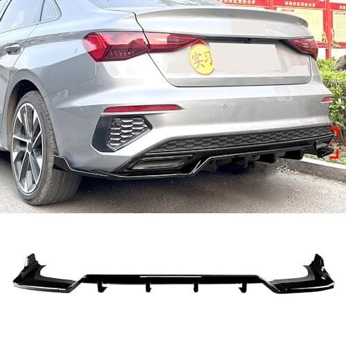 Auto-Hintere Stoßstangenlippe Für A3 8Y Sline Limousine 2021 2022 2023 2024 Diffusor Spoiler Splitter Karosserie-Styling Außenzubehör, Auto Spoiler Wing(Glossy Black) von BEYEPZNZCK