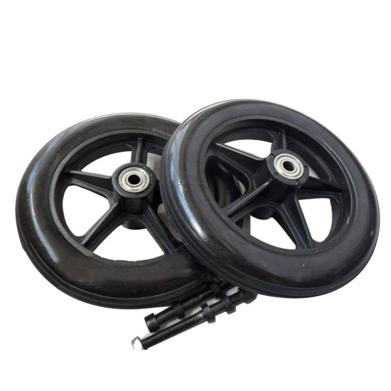 BEdaw 7 Zoll/180 Mm Rad-Ersatzteile Für Rollstühle, Walker-Räder, Radbreite 1,5 Zoll, Radstand 2 Zoll, Loch Ø 8 Mm, Schwarz, 1 Paar von BEdaw