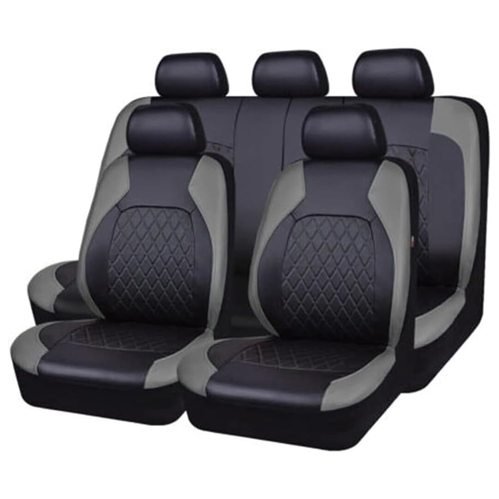BFRDGE 9 Stück Autositzbezüge, für Dacia Duster 2018-2023 2024 Allwetter Wasserdicht, Sitzbezug aus PU-Leder Komplett-Set,B/Grey von BFRDGE